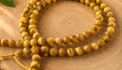 Fil de perles en Oeil de tigre Doré