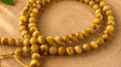 Fil de perles en Oeil de tigre Doré