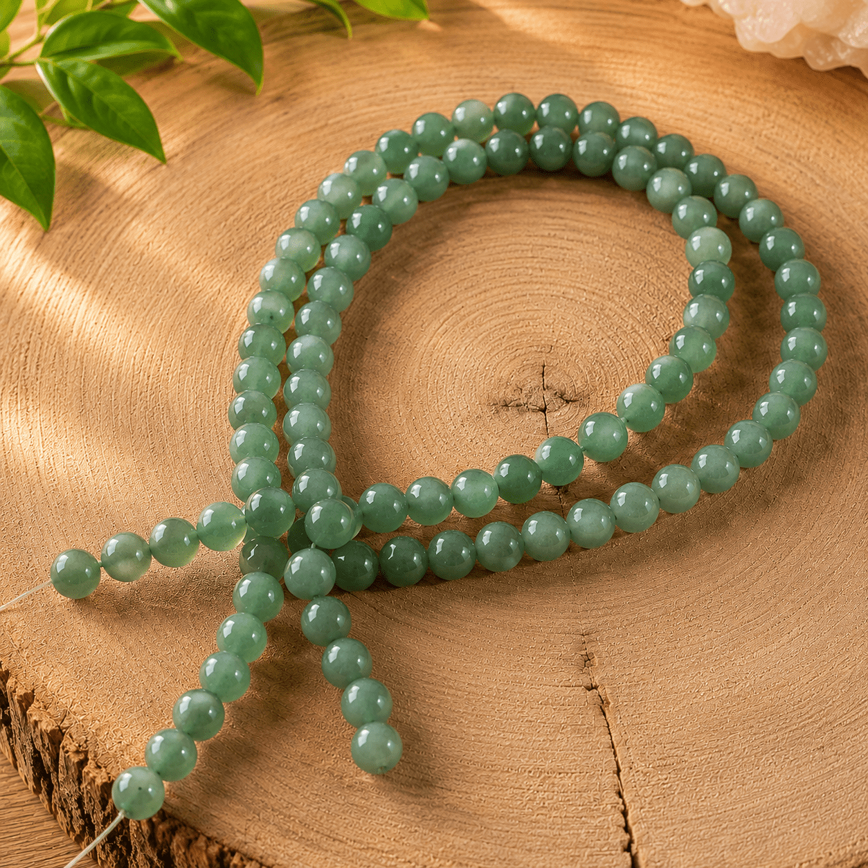 Fil de perles Aventurine Verte naturelle pour création de bijoux