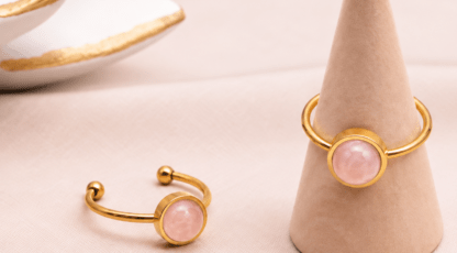 Bague ISEL Dorée en Quartz Rose