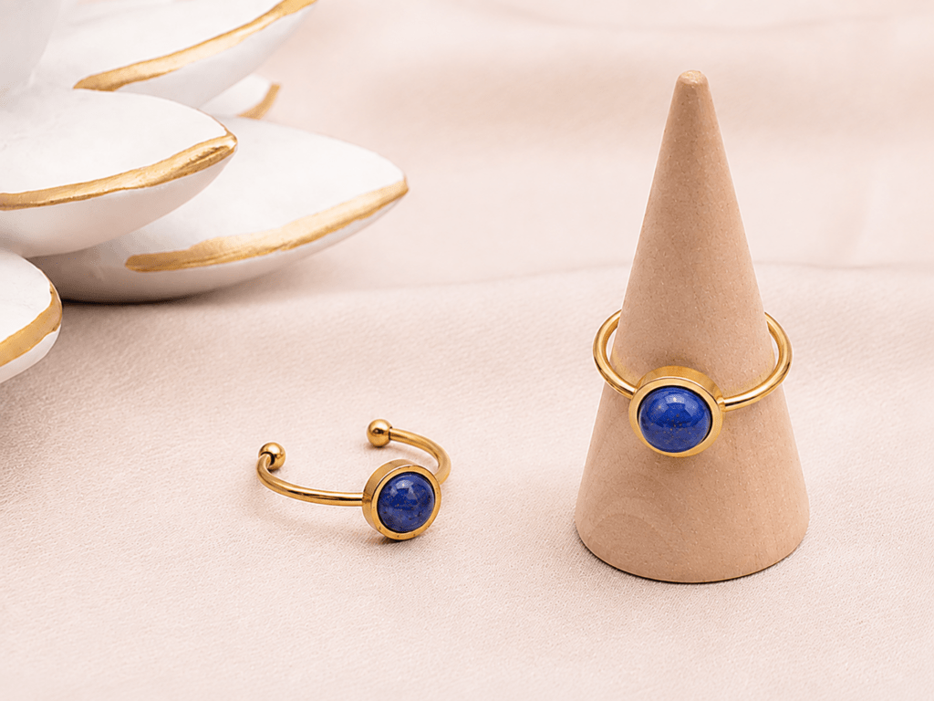 Bague ISEL Dorée lapis lazuli