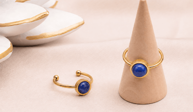 Bague ISEL Dorée lapis lazuli