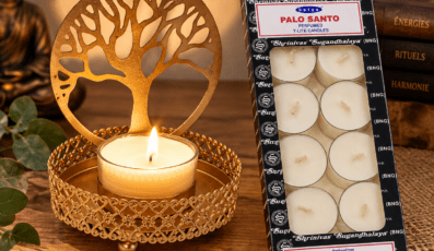 Ensemble Bougeoir Arbre de Vie et bougie Satya Palo Santo