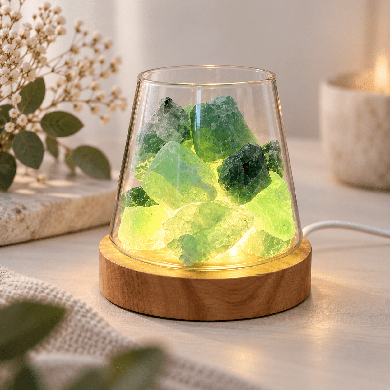 Lampe diffuseur Fluorite Verte naturelle – lithothérapie