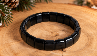 Bracelet plaques obsidienne noire AA