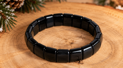 Bracelet plaques obsidienne noire AA