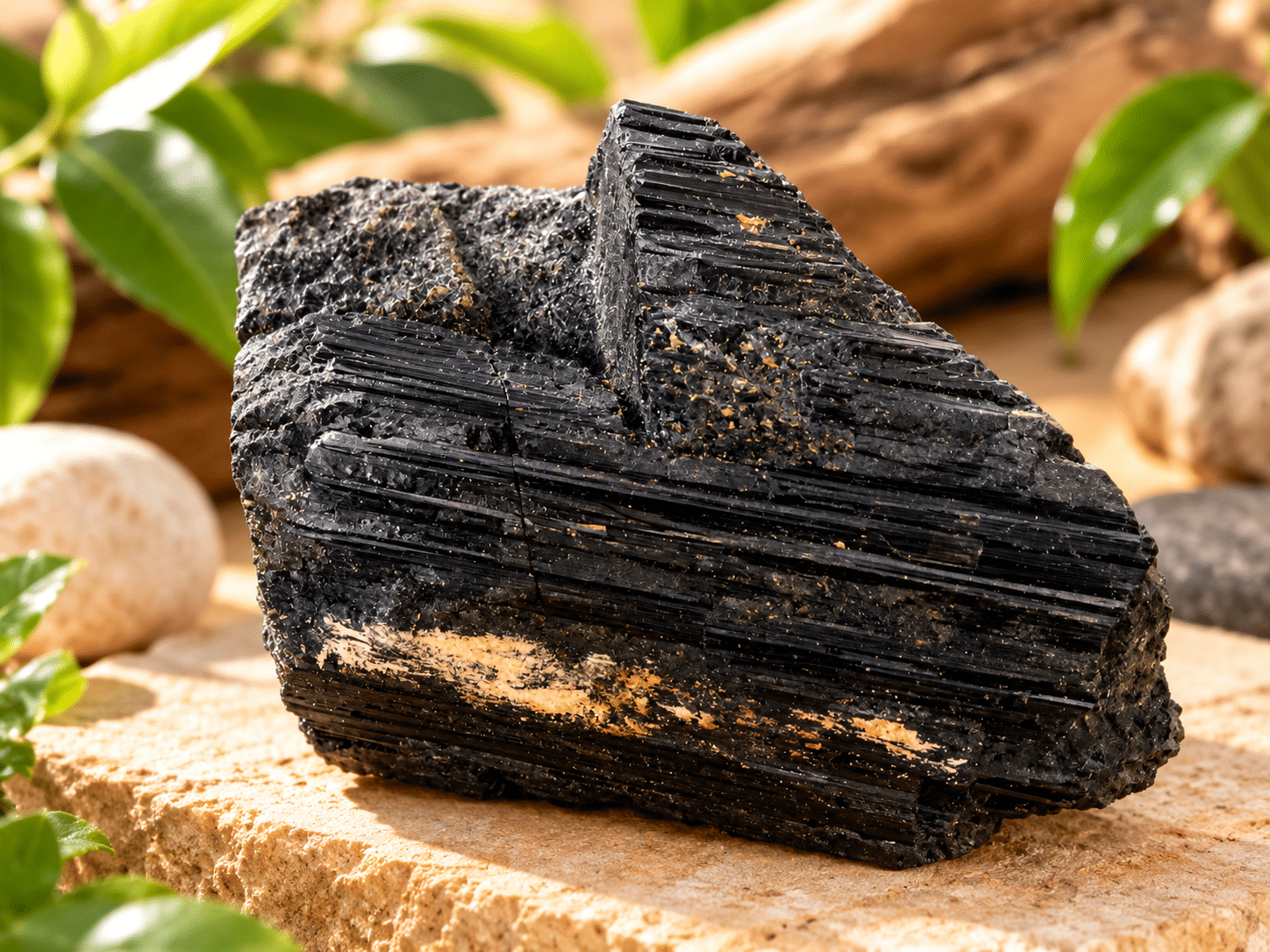 Tourmaline noire brute naturelle – pierre de protection, d’ancrage et d’équilibre énergétique en lithothérapie.